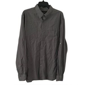 John Varvatos Men’s Gray Pocket Full Quarter‎ Sleeve Button Down Shirt Size L